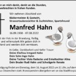 Traueranzeige Manfred Hahn