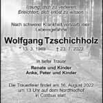 Traueranzeige Wolfgang Tzschichholz