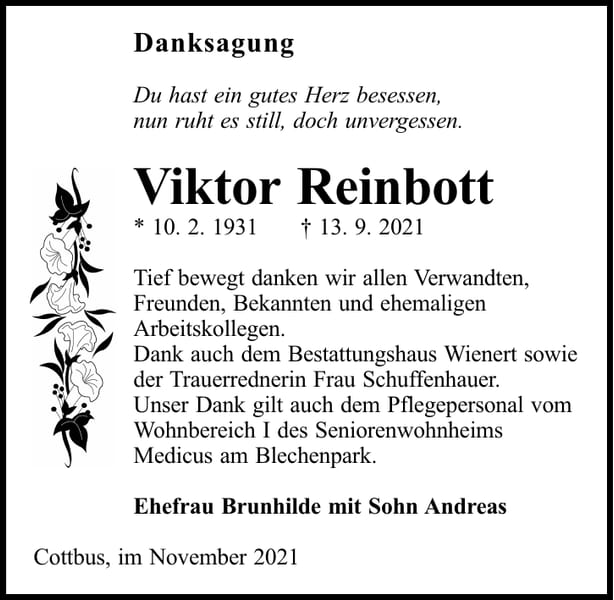Danksagung Viktor Reinbott