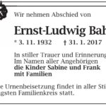 Traueranzeige Ernst-Ludwig Bahler