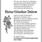 Danksagung Heinz-Günther Dabow