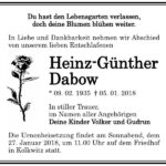 Traueranzeige Heinz-Günther Dabow