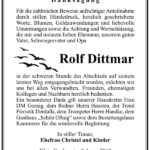 Traueranzeige Rolf Dittmar
