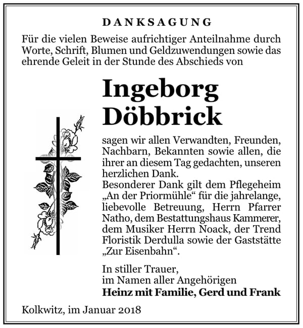 Danksagung Ingeborg Döbbrick