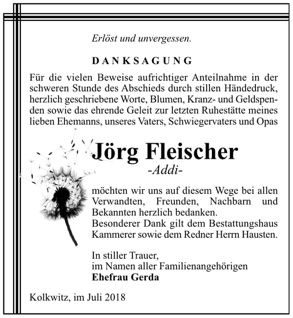 Danksagung Jörg Fleischer