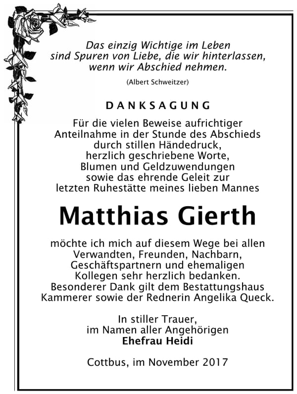 Danksagung Matthias Gierth