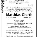 Traueranzeige Matthias Gierth
