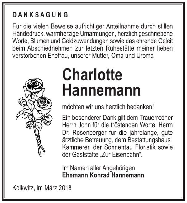 Danksagung Charlotte Hannemann