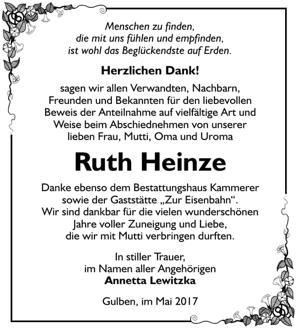 Danksagung Ruth Heinze