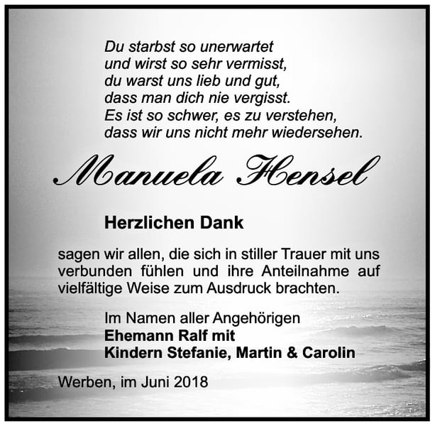 Danksagung Manuela Hensel