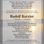 Traueranzeige Rudolf Kutzler