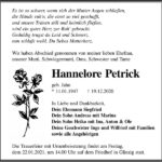 Traueranzeige Hannelore Petrick, geb. Jahn