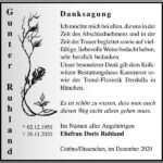 Danksagung Ehefrau Doris Ruhland
