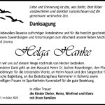Danksagung Helga Hanke