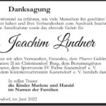 Danksagung Joachim Lindner