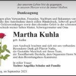 Danksagung Martha Kuhla, geb. Kulka