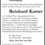 Danksagung Reinhard Kanter
