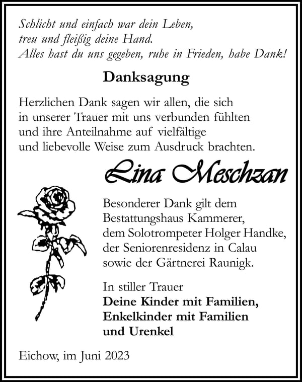 Danksagung Lina Meschzan