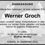 Danksagung Werner Groch