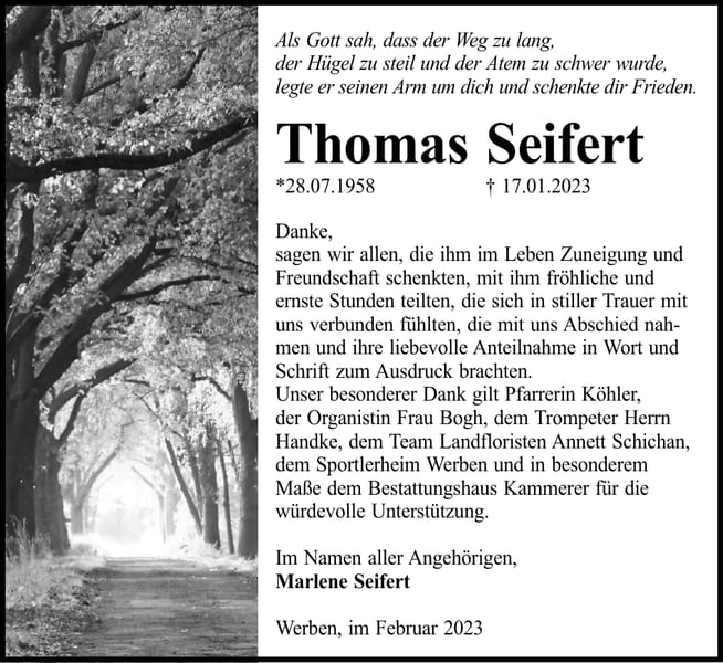 Danksagung Thomas Seifert
