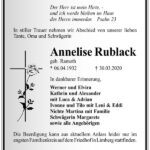 Traueranzeige Annelise Rublack, geb. Ramoth