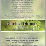 Traueranzeige Christel Dittmar, geb. Buhler