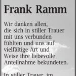 Danksagung Frank Ramm