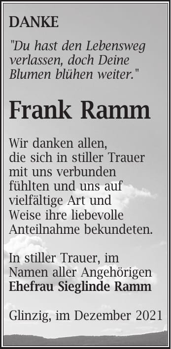 Danksagung Frank Ramm