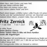 Traueranzeige Fritz Zernick