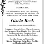 Danksagung Gisela Beck