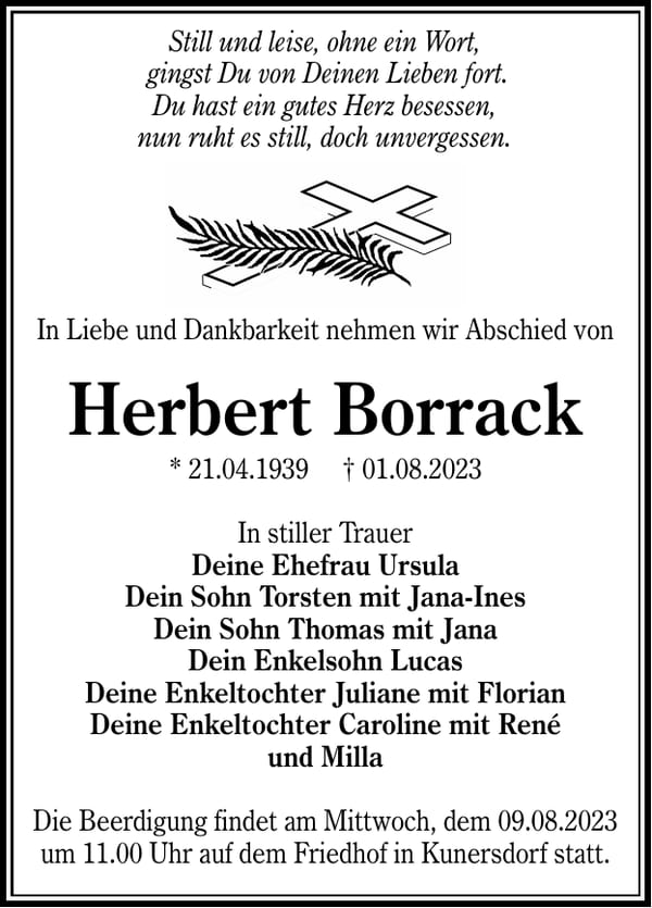 Traueranzeige Herbert Borrack