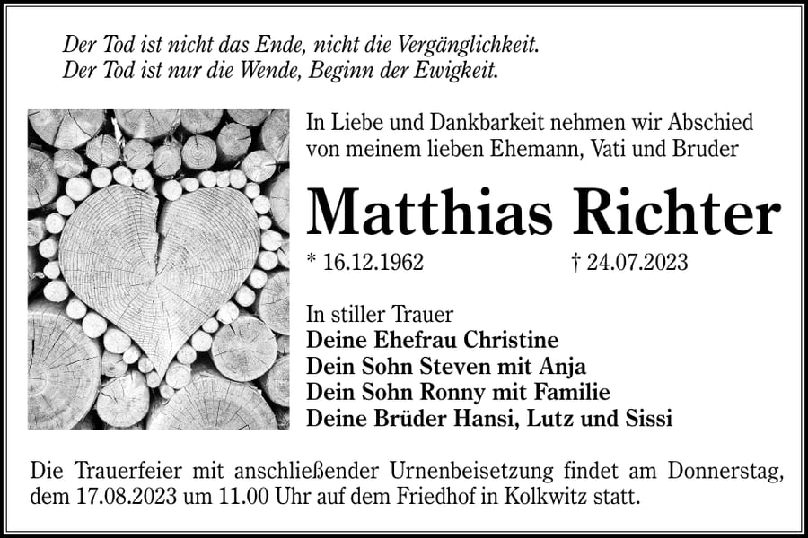 Traueranzeige Matthias Richter