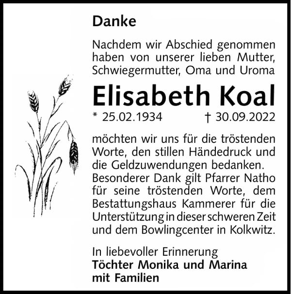 Danksagung Elisabeth Koal