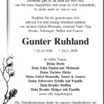 Traueranzeige Gunter Ruhland