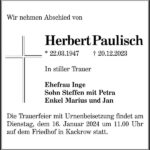 Traueranzeige Herbert Paulisch