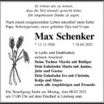 Traueranzeige Max Schenker