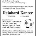 Traueranzeige Reinhard Kanter