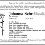 Traueranzeige Johanna Schrobback, geb. Hettmann