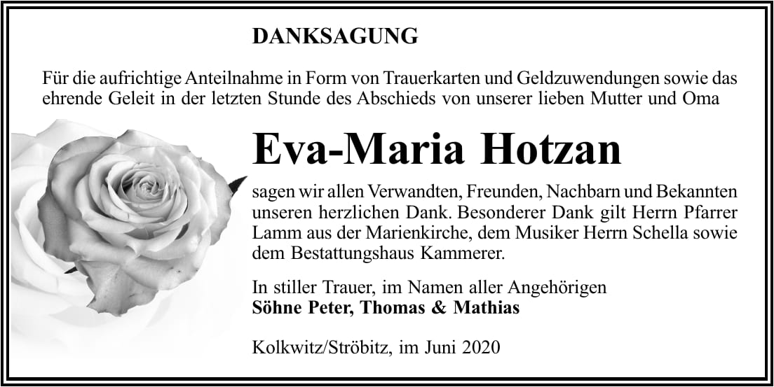 Danksagung Eva-Maria Hotzan