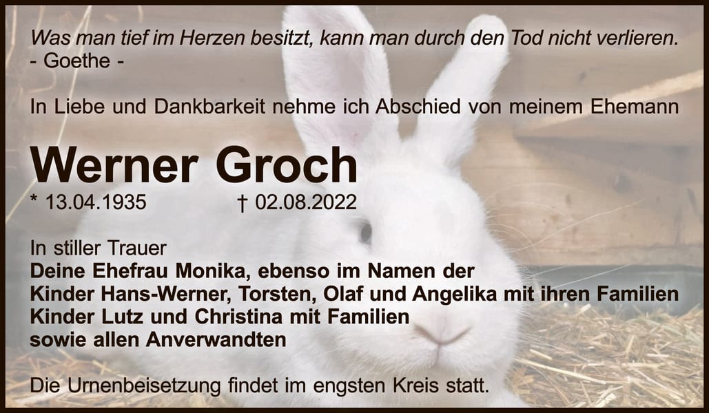 Traueranzeige Werner Groch