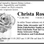 Traueranzeige Christa Rosin