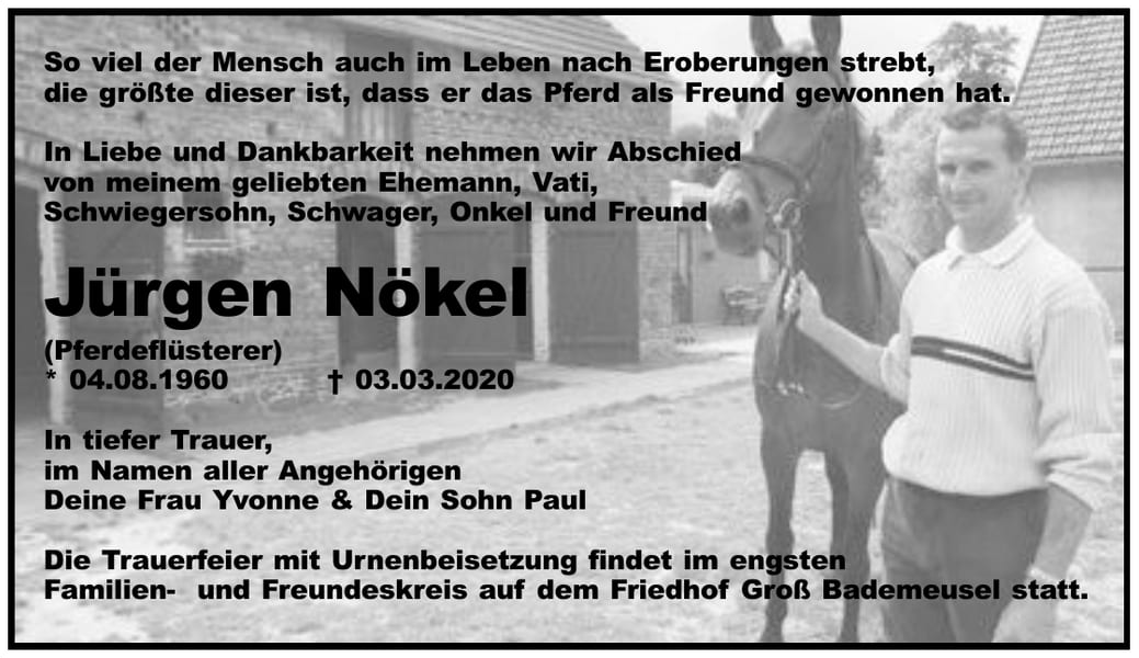 Traueranzeige Jürgen Nökel