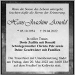 Traueranzeige Hans-Joachim Arnold