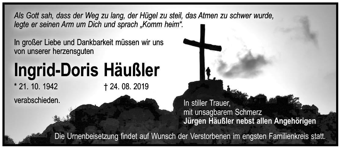 Traueranzeige Ingrid-Doris Häußler