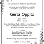 Traueranzeige Gerta Oppitz, geb. Glie