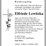 Danksagung Elfriede Lewitzka