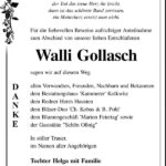 Danksagung Walli Gollasch