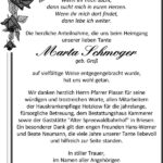 Danksagung Marta Schmoger, geb. Groß