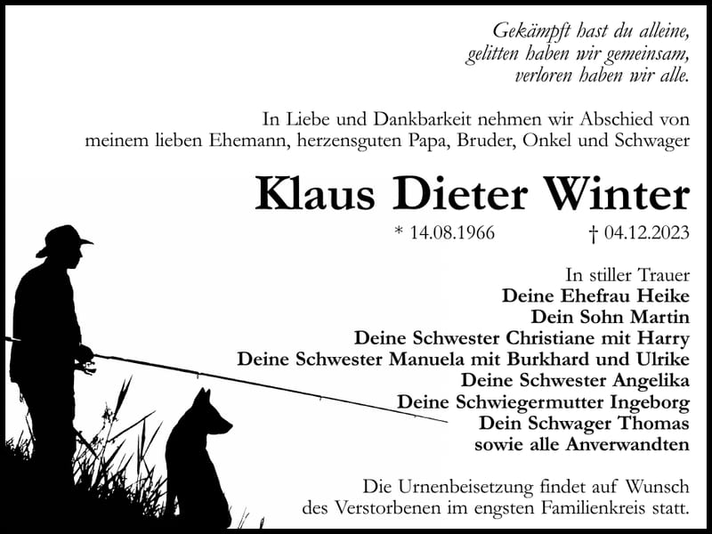 Traueranzeige Klaus Dieter Winter