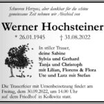 Traueranzeige Werner Hochsteiner